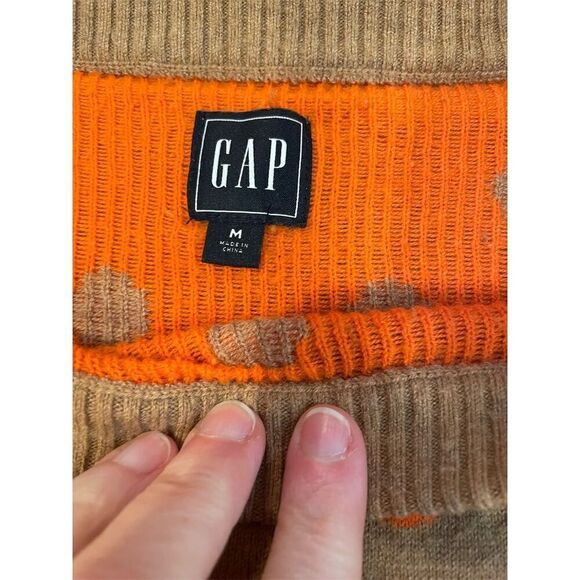 Gap Women's M Orange Polka Dot Pullover Sweater Long Sleeve Crew Neck - Picture 9 of 9